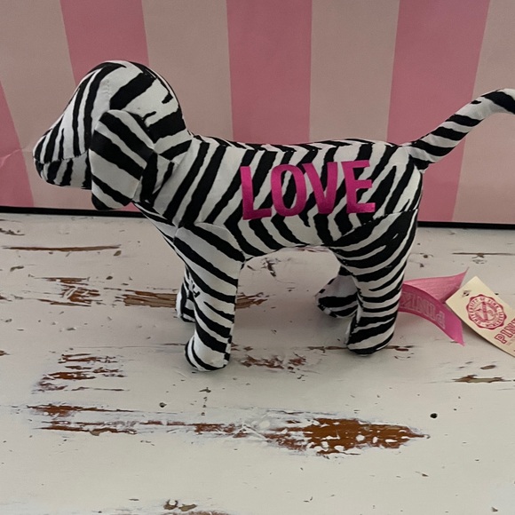 PINK Victoria's Secret Zebra Striped Plush Dog - Picture 3 of 4